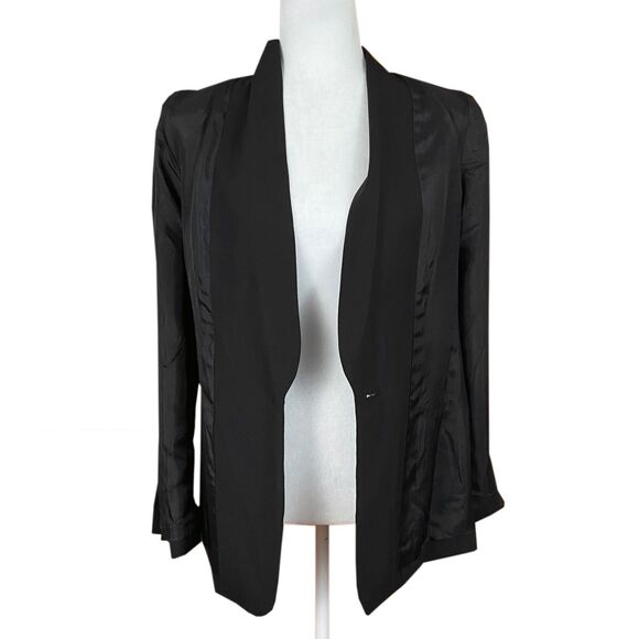 Vince Women's Single-Breasted 1-Button Blazer Size 6 Black Wool Shawl Collar - Picture 5 of 11